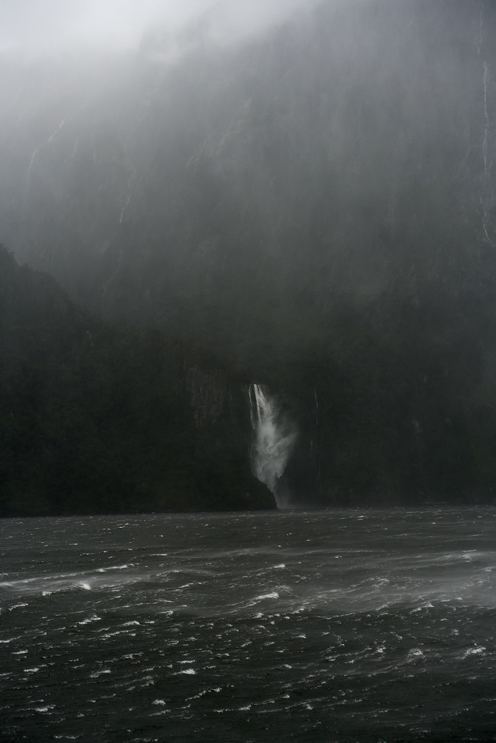 A Sudden Squall, The Stirling Falls, Milford Sound, New Zealand, Autumn 2018 Jem Southam