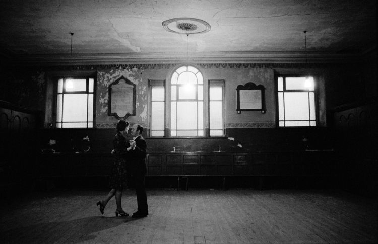 Mr and Mrs Connolley Practise Dancing in the Otherwise Unused Booth Chapel Sunday School, Booth, West Yorkshire, 1976 Martin Parr