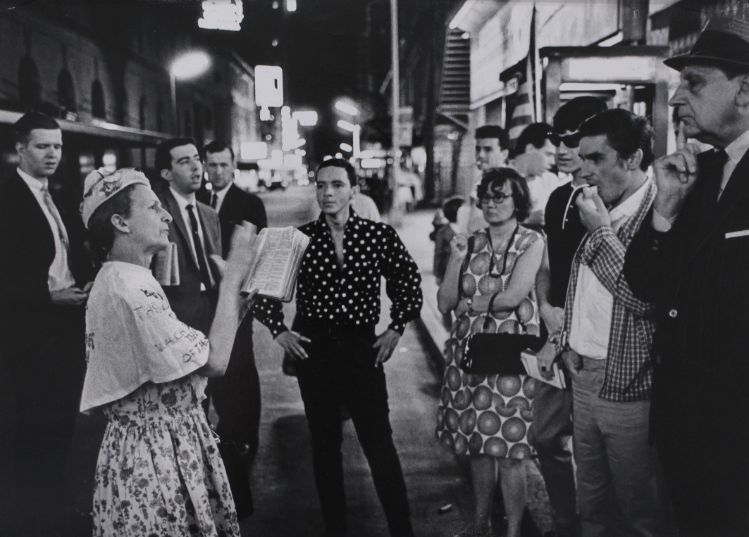 Street Corner Evangelist ‘Rosie’ Preaching at Broadway & 45th Street, New York City, 1966 Garry Winogrand