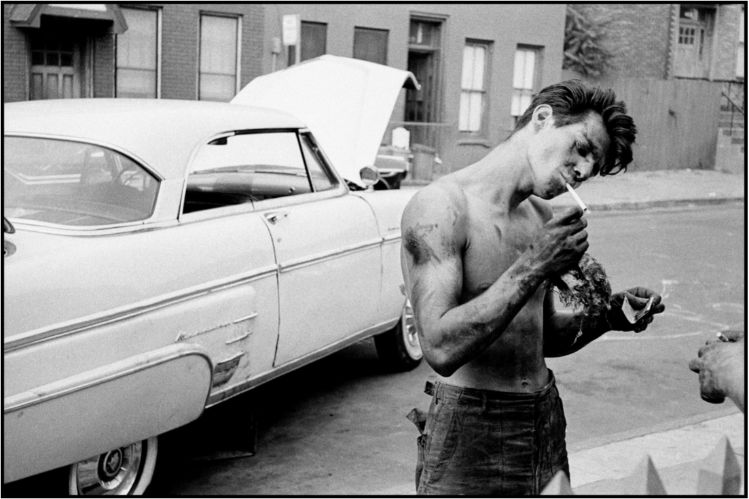 Shirtless-Youth-Lighting-Up-Cigarette-Brooklyn-New-York-1959-by-Bruce-Davidson-C30628