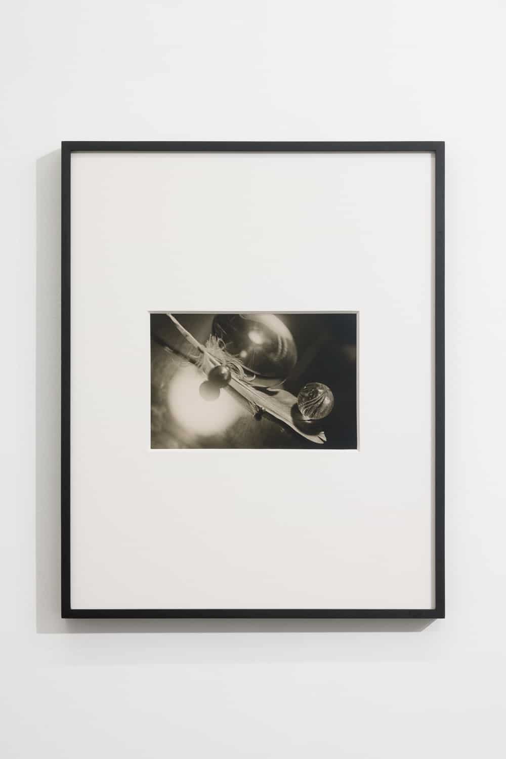 Circle of Emile Langui, Surreal Still Life of Feather, Marbles and Crystal, c. 1928. Modern Objects, Huxley-Parlour Gallery, 3–5 Swallow St, London, W1B 4DE.