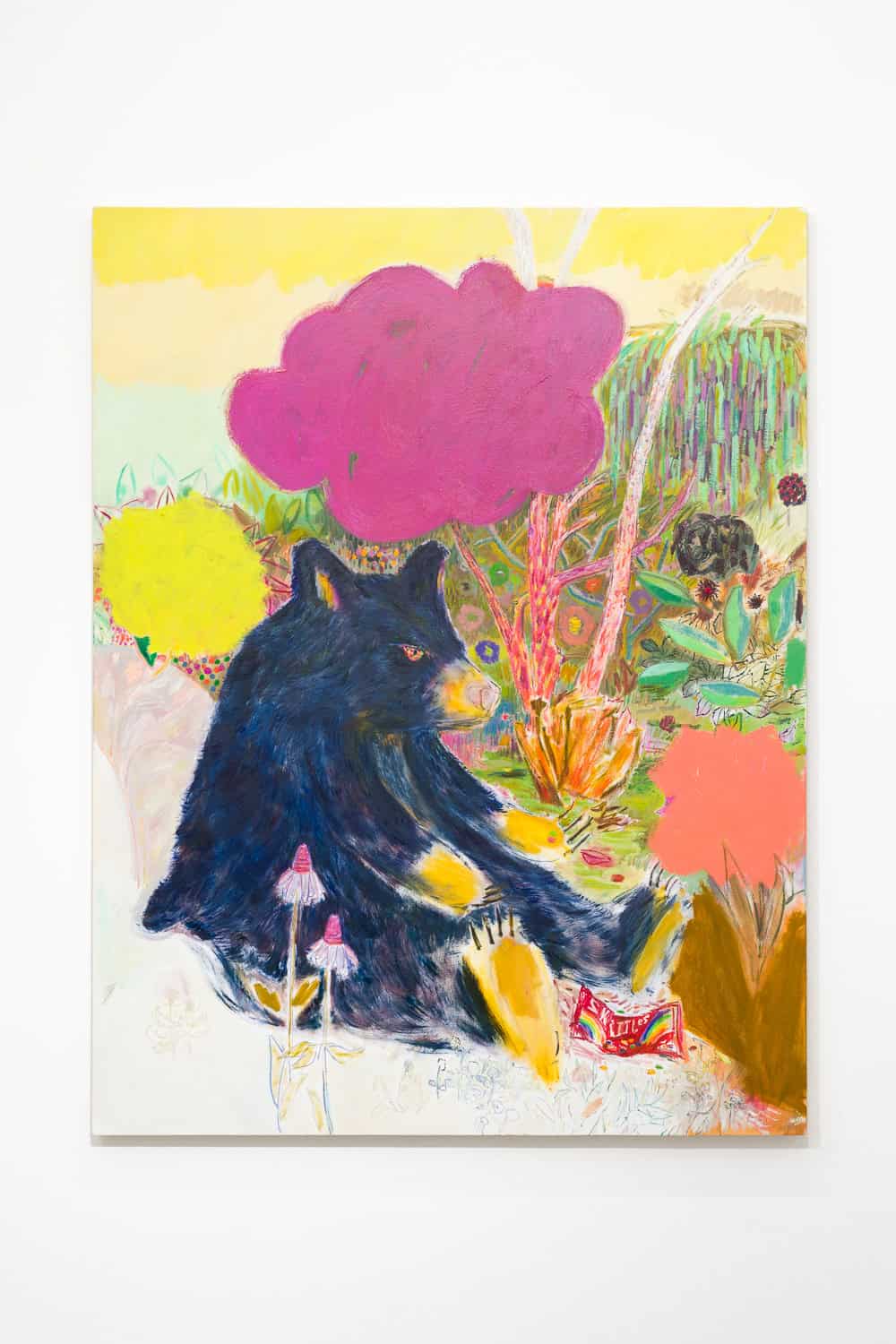 Lisa Sanditz, Sugar Bear (Bear Eating Skittles), 2022, oil on canvas