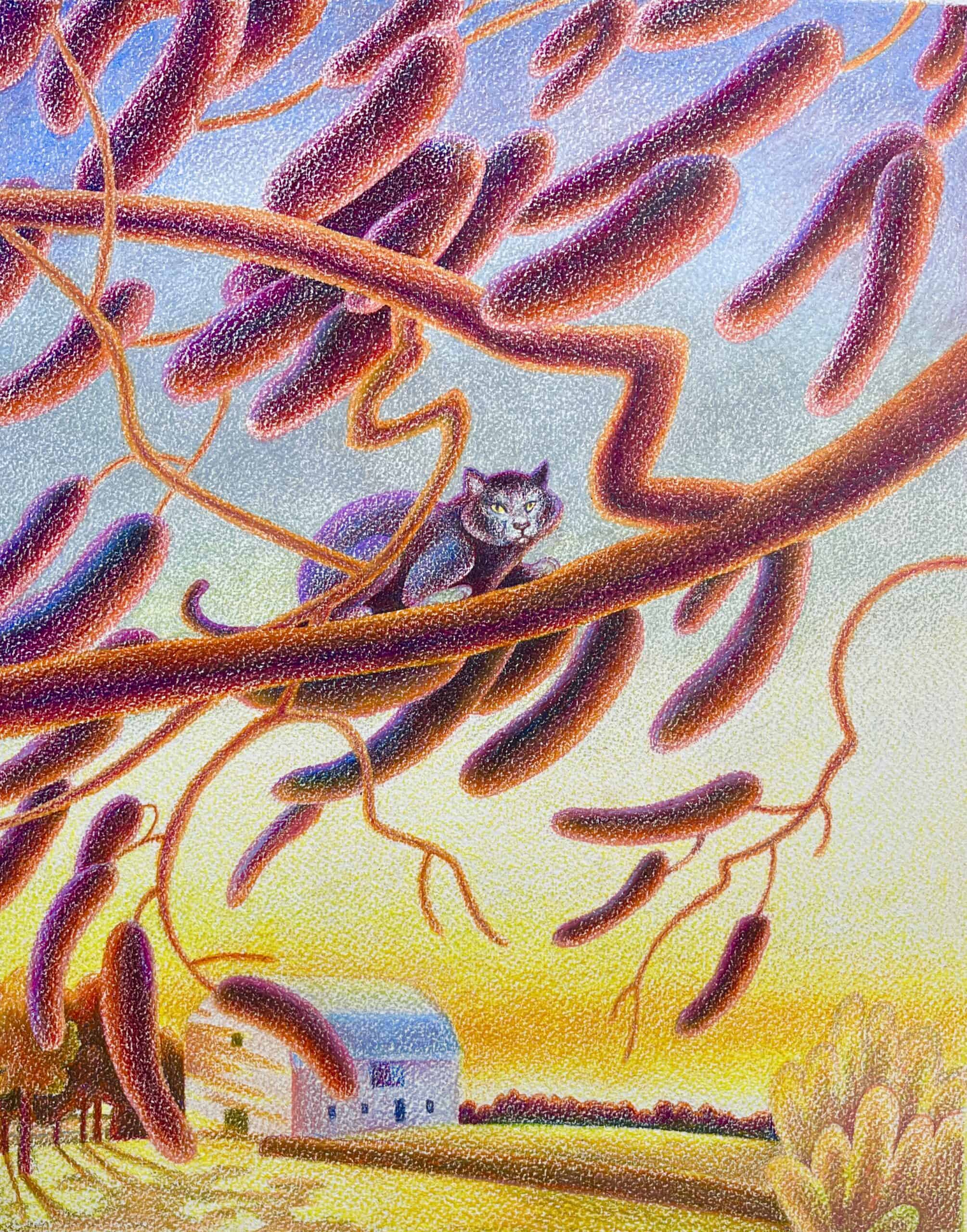 MADELEINE BIALKE Leaves of Grass (Cat in Larch), 2023