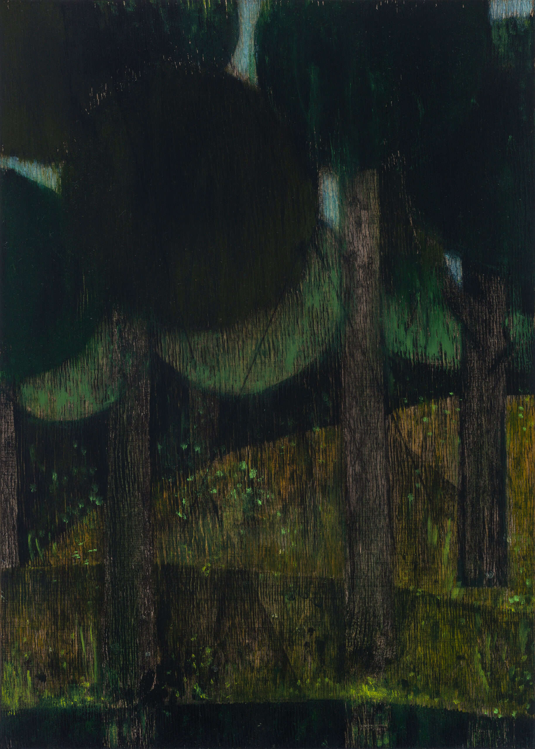 Iris Schomaker, Untitled (night forest 2), 2024, watercolour and oil on paper, Watching the Perseids, April - May 2024, Huxley-Parlour gallery