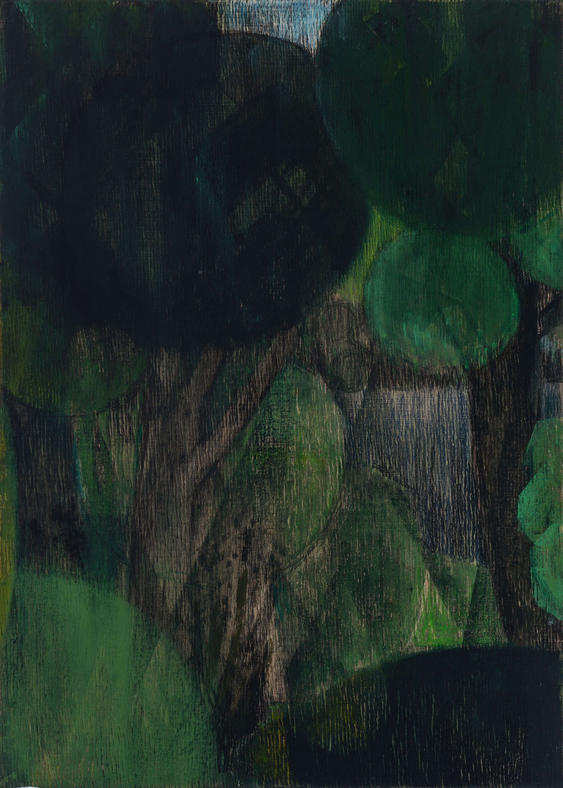 Iris Schomaker, Untitled (night forest 6), 2024, watercolour and oil on paper, Watching the Perseids, April - May 2024, Huxley-Parlour gallery