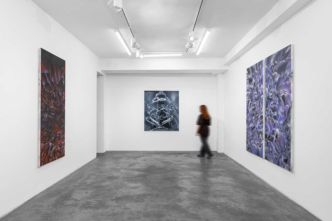 Bethany Hadfield, Billboards and Talismans exhibition installation view, Huxley-Parlour, London on Swallow Street