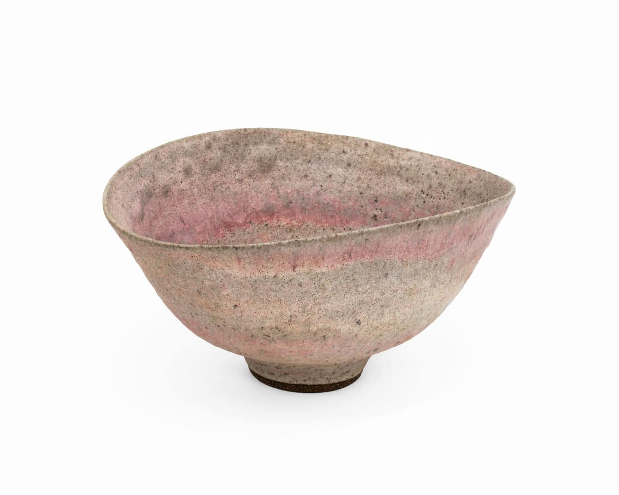 Lucie Rie, Oval Bowl with Pink Spiral and Pitted Glaze, c. 1980, Huxley-Parlour, 25.04–31.05.25