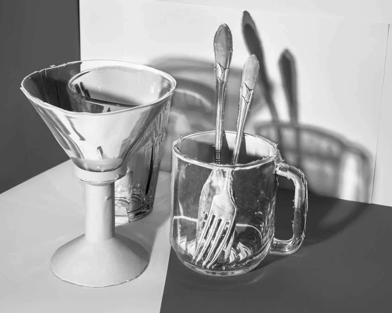 Daniel Gordon, Light Study (Three Glasses and Two Forks), 2025