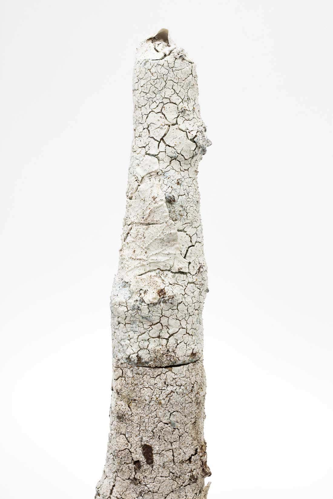 Aneta Regel, Volcanic Totem, 2026, Stoneware clay, porcelain, glaze, slips, rocks, 59 x 17 3_4 x 13 3_4 inches, Huxley-Parlour