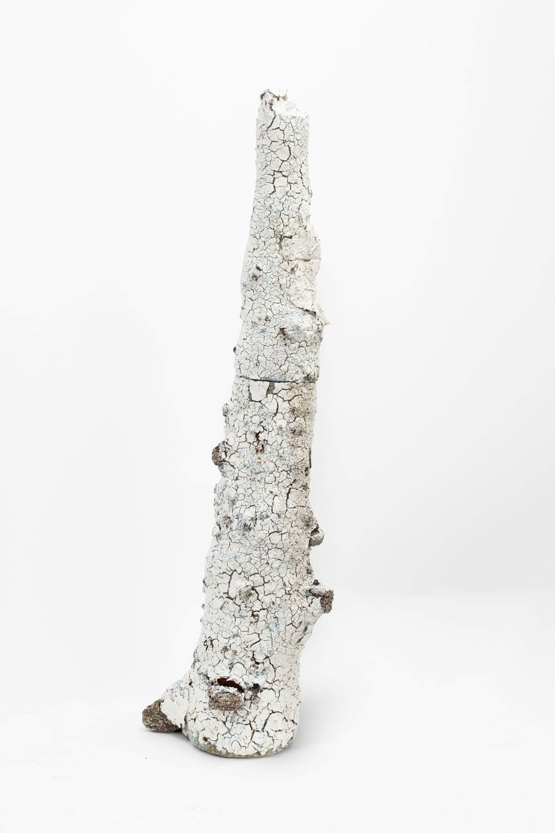 Aneta Regel, Volcanic Totem, 2026, Stoneware clay, porcelain, glaze, slips, rocks, 59 x 17 3_4 x 13 3_4 inches, Huxley-Parlour