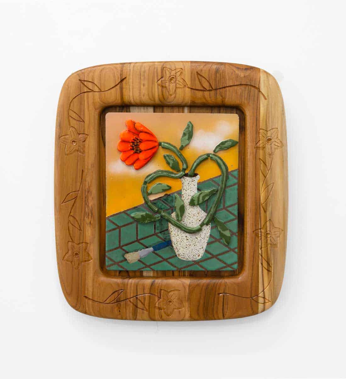 Gustav-Hamilton,-Flowers-of-the-heart,-2026,-Glazed-ceramic,-wood,-20-x-18-inches,-Huxley-Parlour(1)