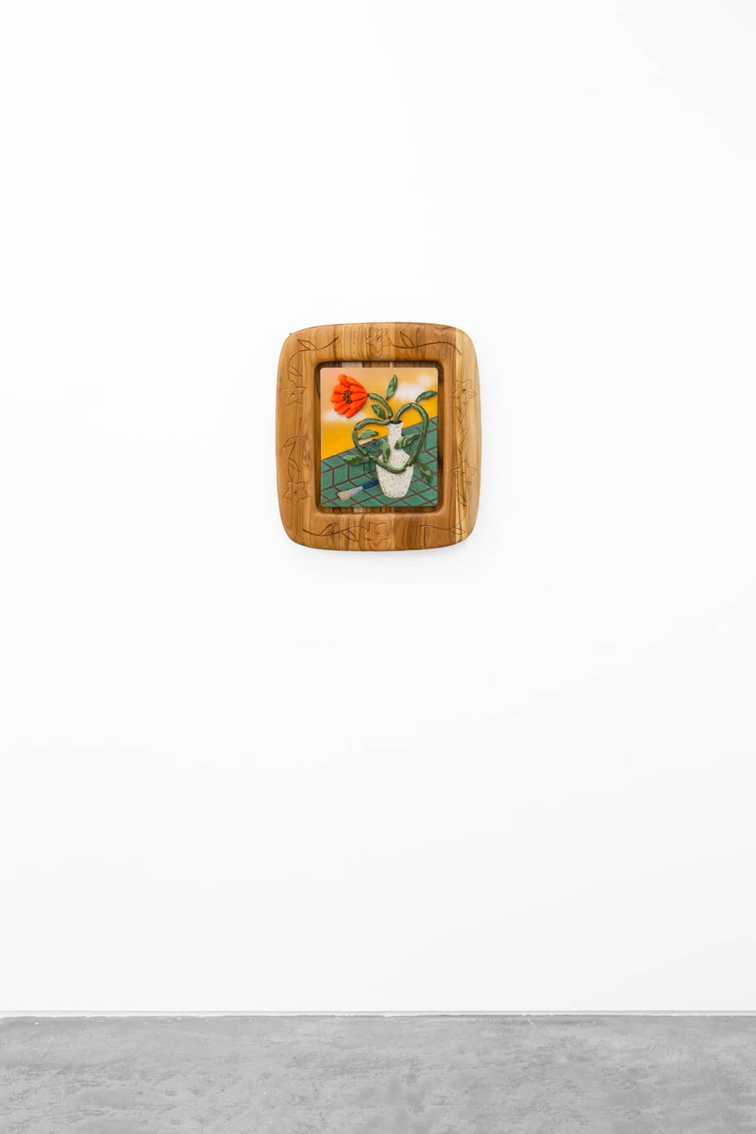 Gustav Hamilton, Flowers of the heart, 2026, Glazed ceramic, wood, 20 x 18 inches, Huxley-Parlour