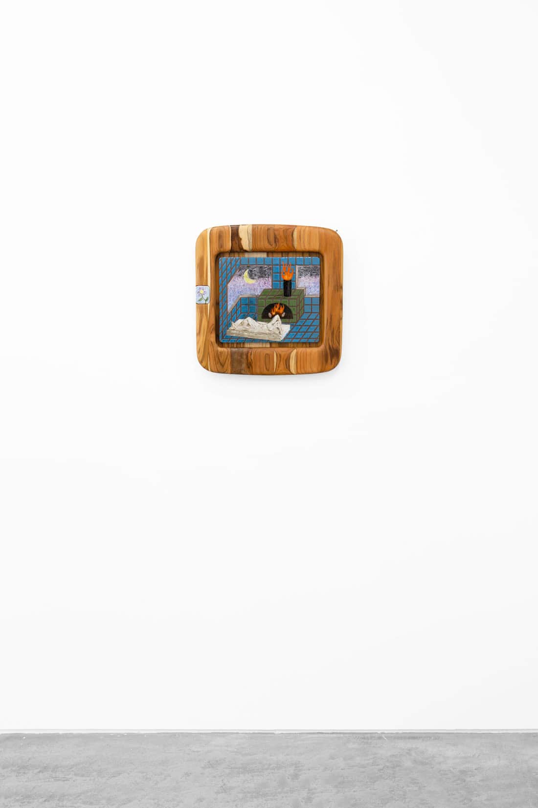 Gustav Hamilton, Where I am is home, 2026, Glazed ceramic, wood, 18 x 18 inches, Huxley-Parlour