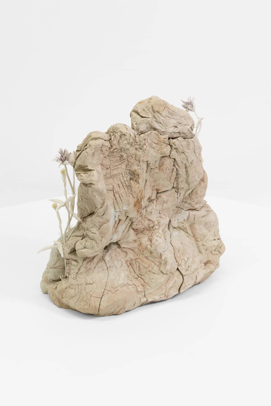 Katie Spragg, Quarry (clovers, always-alive, euphorbia), 2023, Porcelain, coloured stoneware clays, 9 x 9 x 5 1_2 inches, Huxley-Parlour