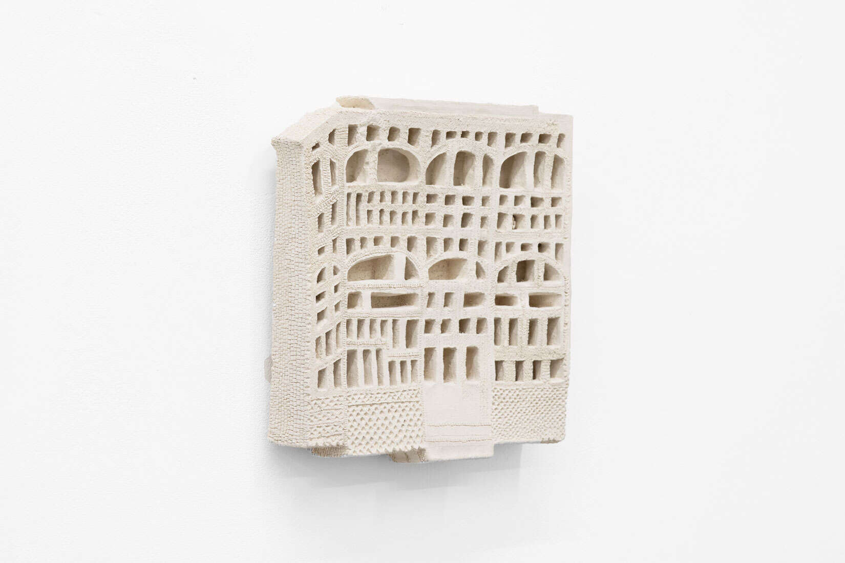 SaraNoa Mark, Bird Palace, 2026, Carved clay, 10 1_2 x 10 1_4 x 2 inches, Huxley-Parlour