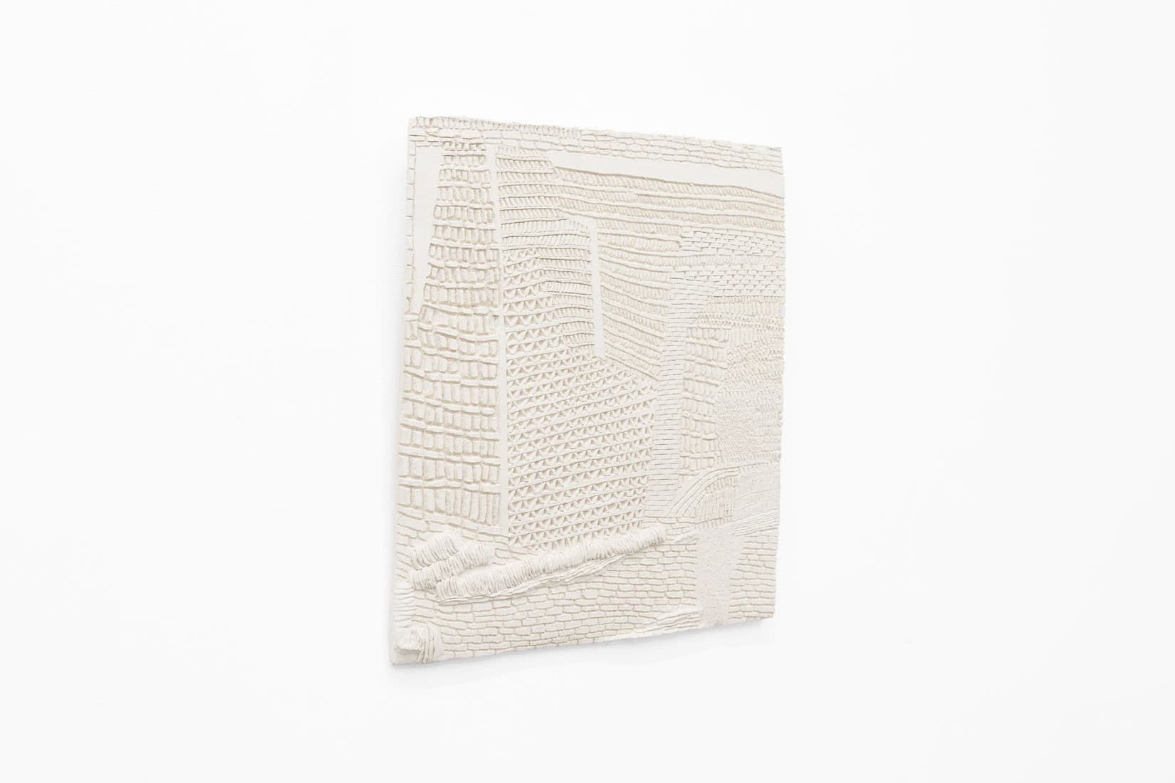 SaraNoa Mark, Sound of a Sunlight Wall, 2021, Carved clay, 21 x 22 inches, Huxley-Parlour