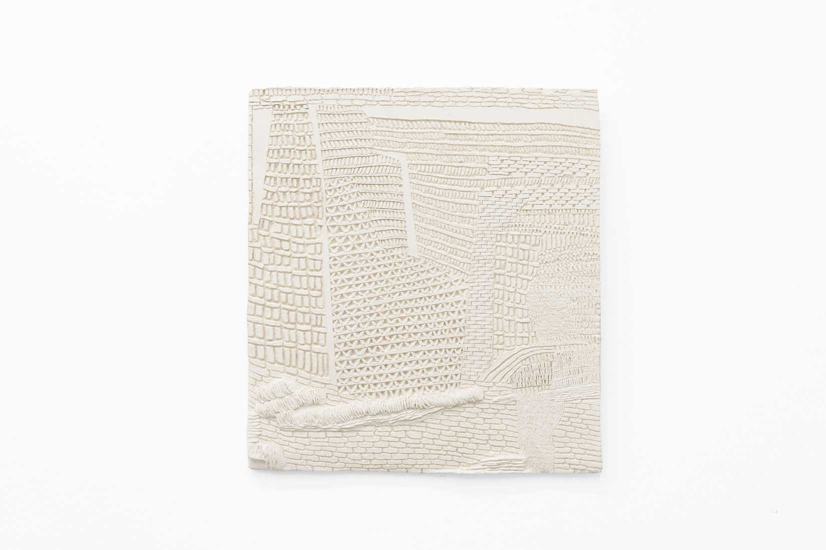 SaraNoa Mark, Sound of a Sunlight Wall, 2021, Carved clay, 21 x 22 inches, Huxley-Parlour