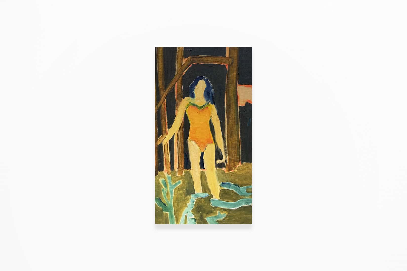 Lake-Swimmer,-2026,-Oil-on-wood,-18-x-10-cm