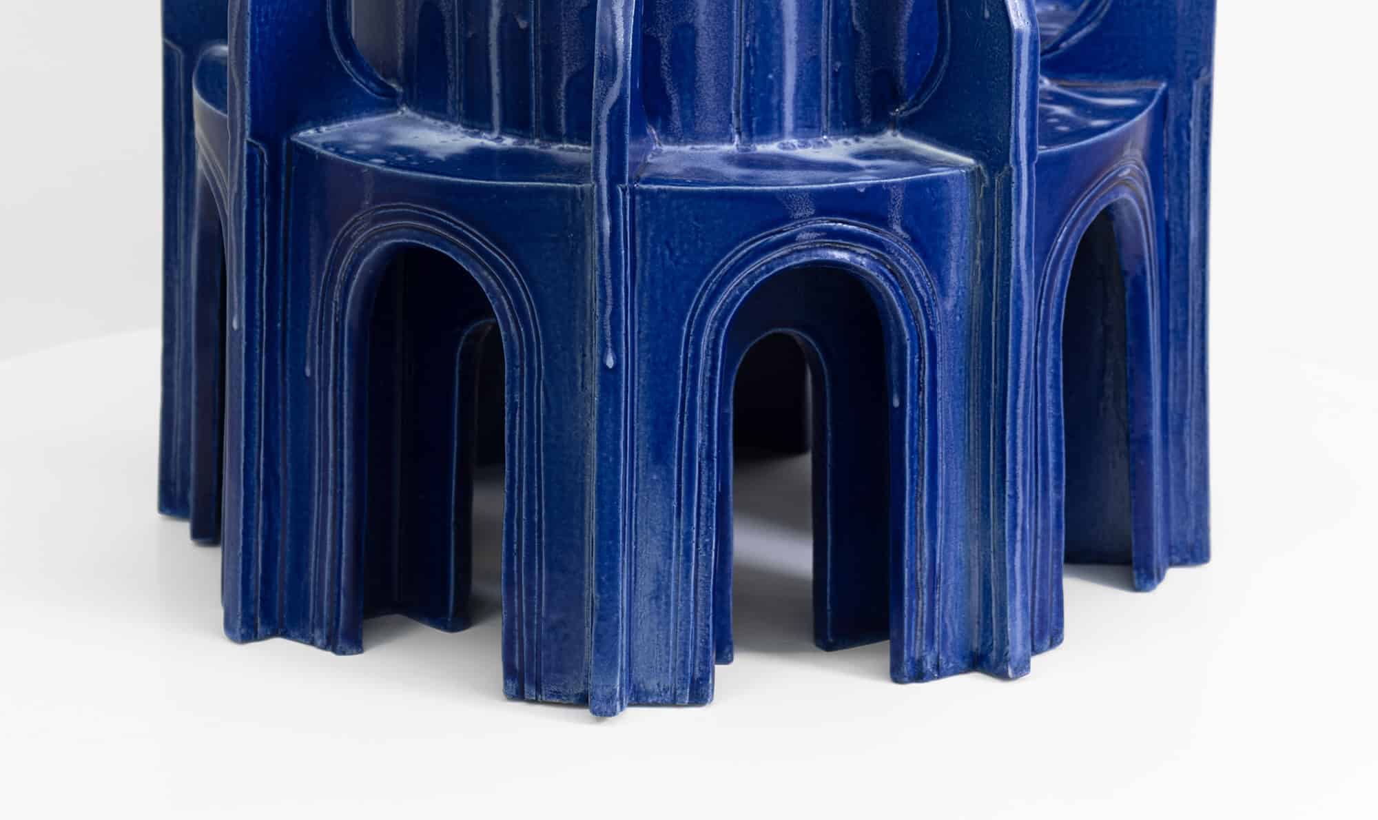 Banner - Shahpour Pouyan, Untitled (Flying Wall), 2021, Glazed ceramic and skull made in a cast resin, acrylic paint on top, 14 x 12 x 12 inches, Huxley-Parlour