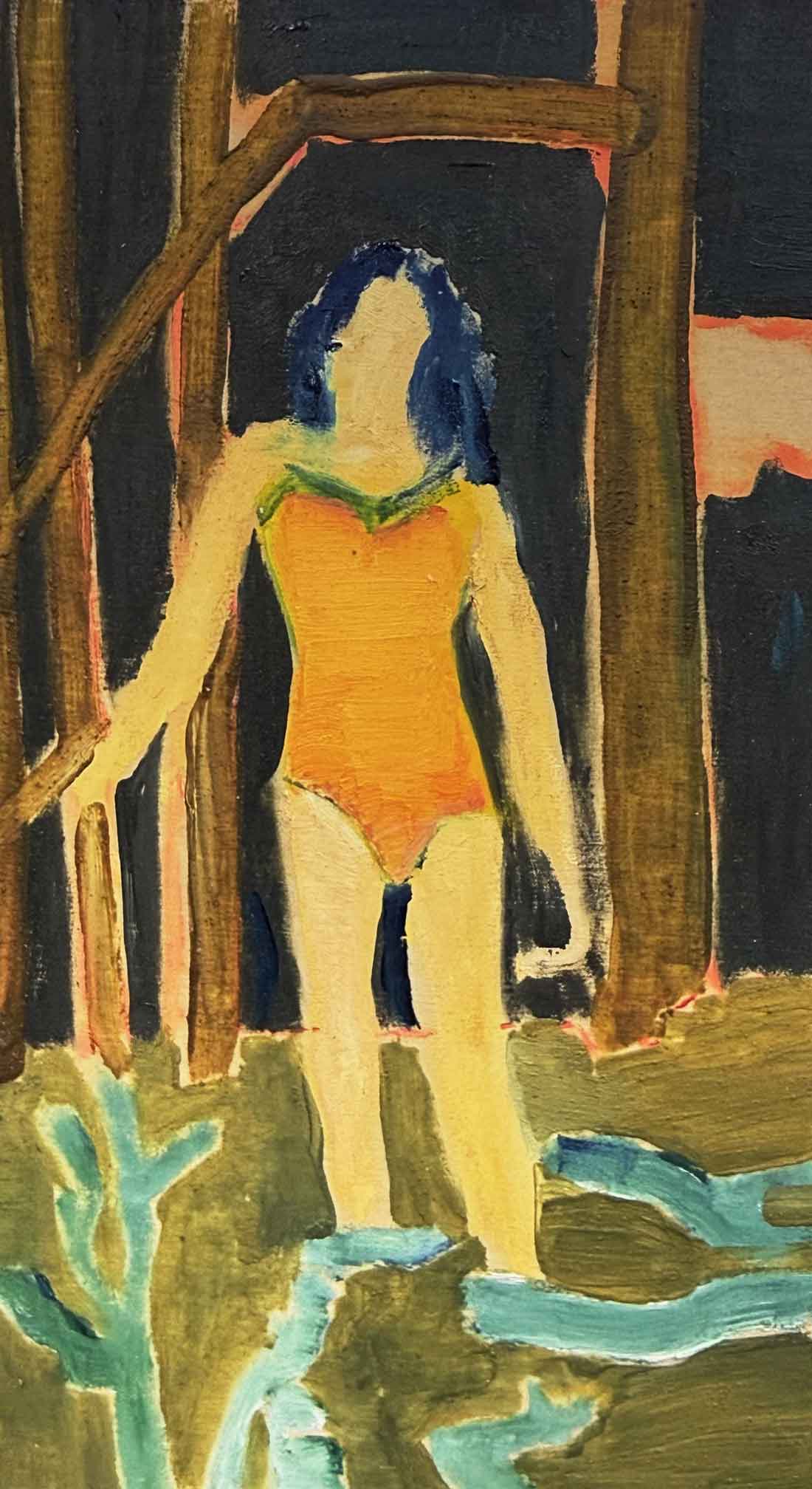 Lake-Swimmer,-2026,-Oil-on-wood,-18-x-10-cm