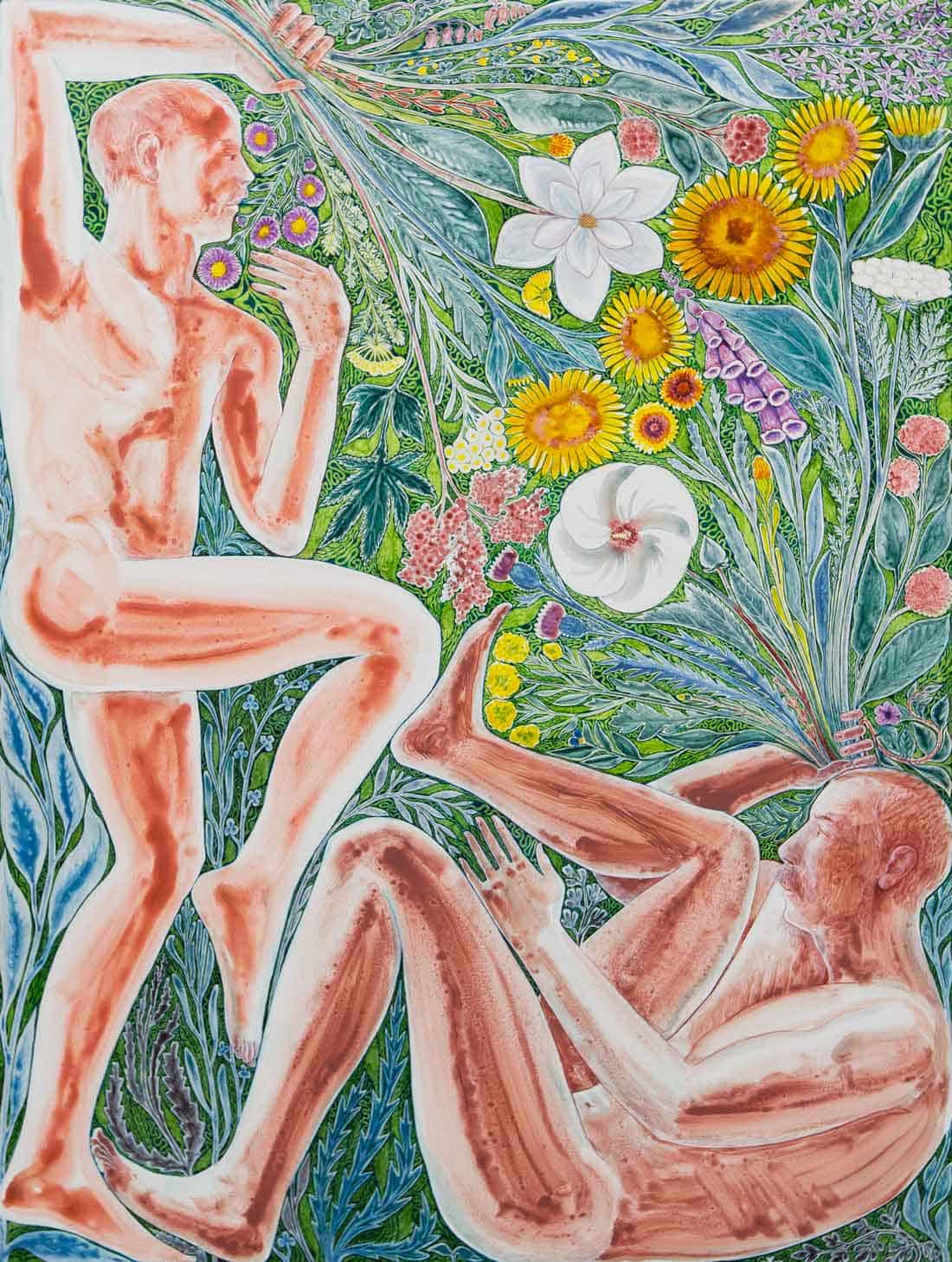 Bryan Rogers, Flower Fight, 2026, Acrylic on panel, Huxley-Parlour
