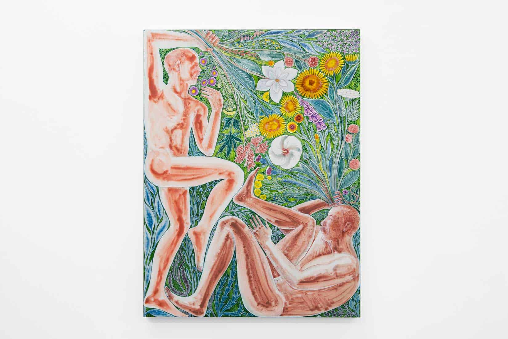Bryan Rogers, Flower Fight, 2026, Acrylic on panel, Huxley-Parlour
