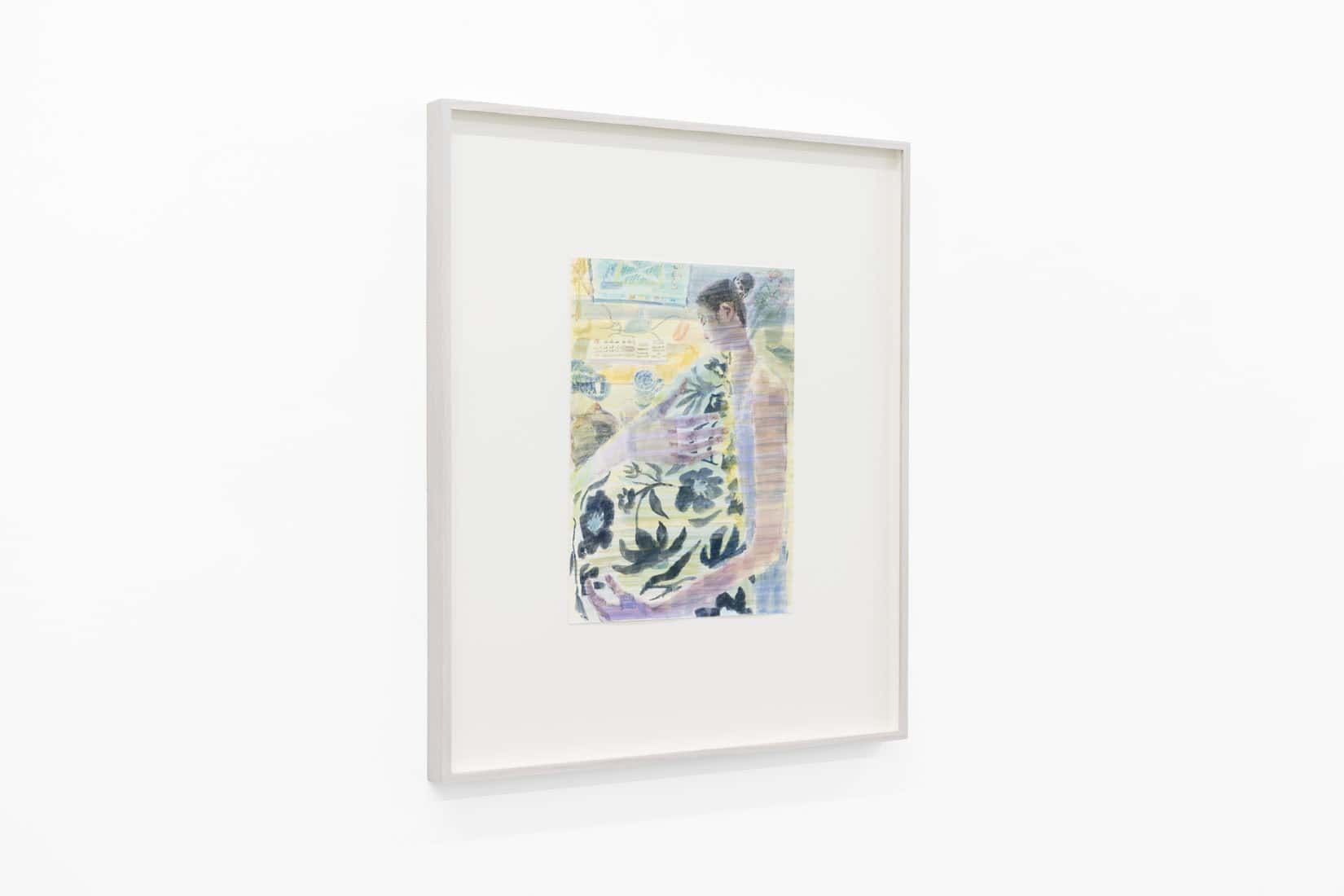 Yoora Lee, Floral Pillow, 2025, Watercolour on paper, Huxley-Parlour