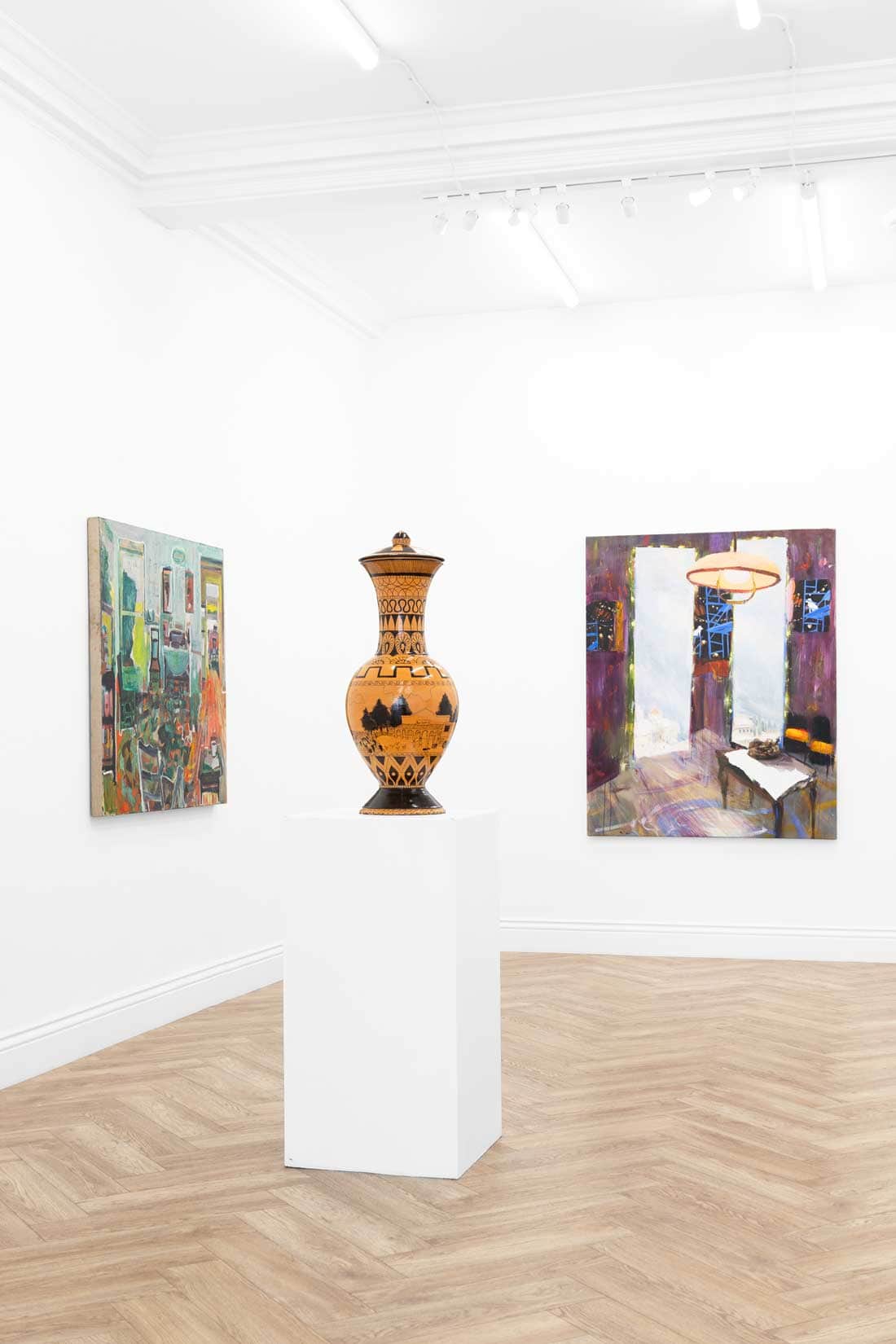 Installation image of 'The Northeast Corridor' group exhibiton at Huxley-Parlour gallery in London.