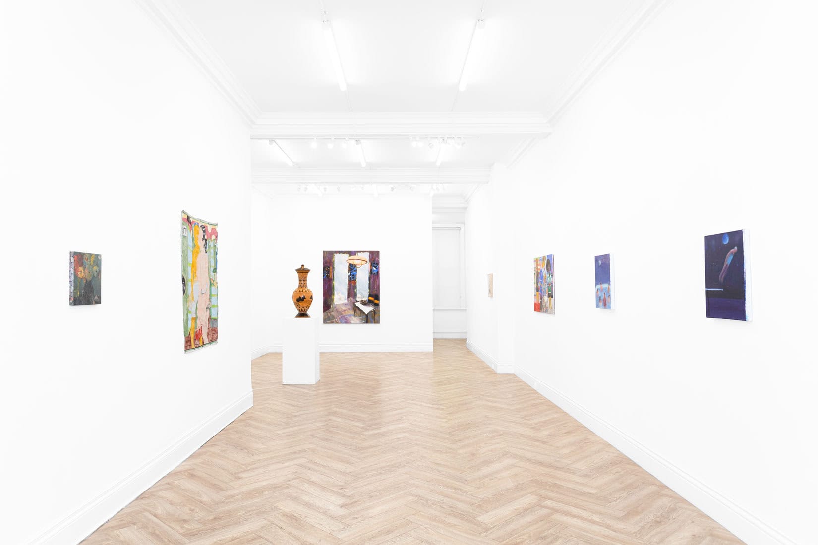 Installation image of 'The Northeast Corridor' group exhibiton at Huxley-Parlour gallery in London.