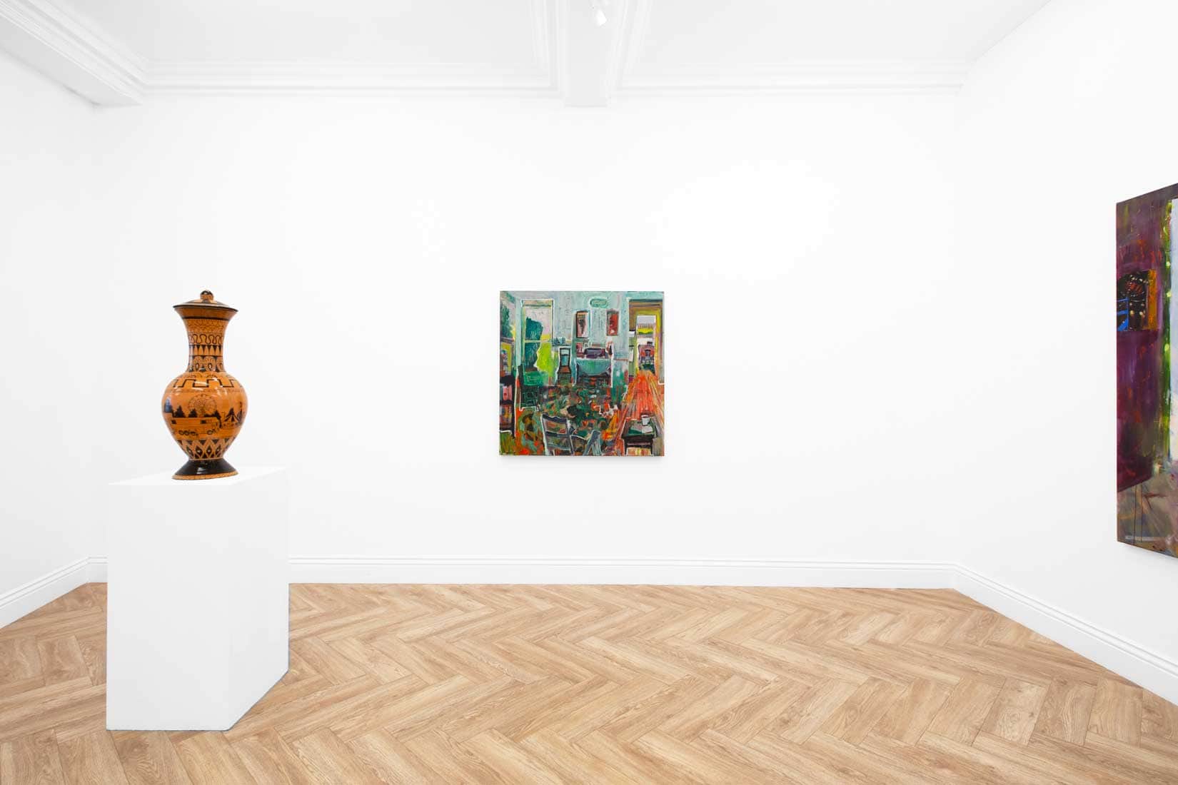 Installation image of 'The Northeast Corridor' group exhibiton at Huxley-Parlour gallery in London.