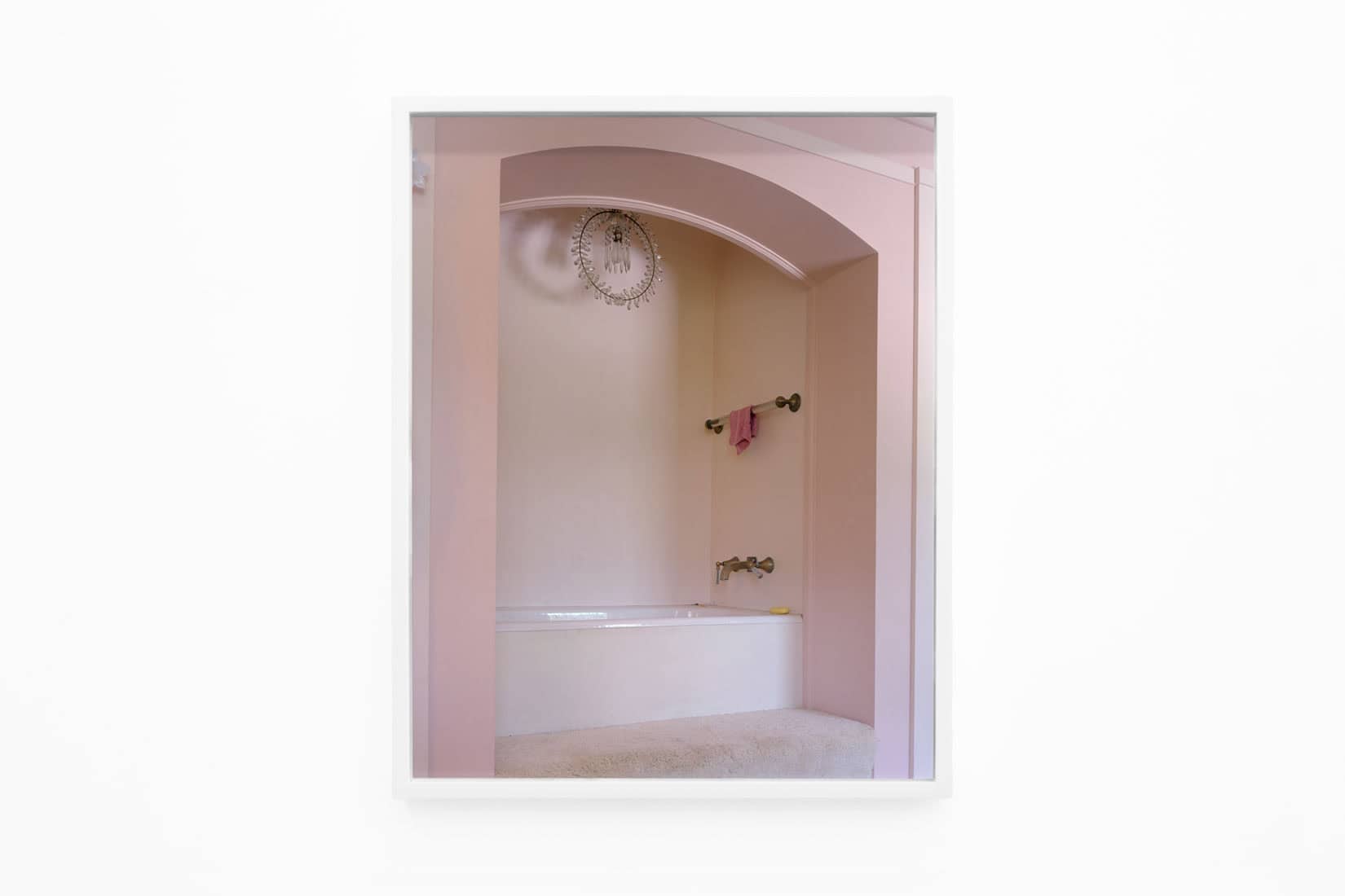 Photo of a pink bathroom interior.