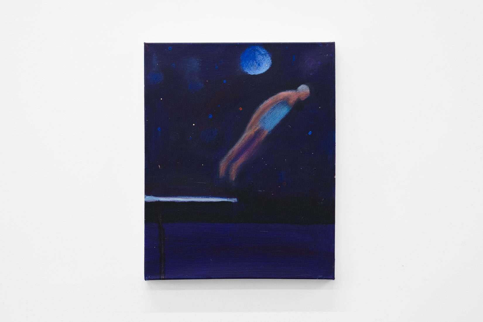 Katherine Bradford, Diver Blue Moon, 2025, Acrylic on canvas, Huxley-Parlour