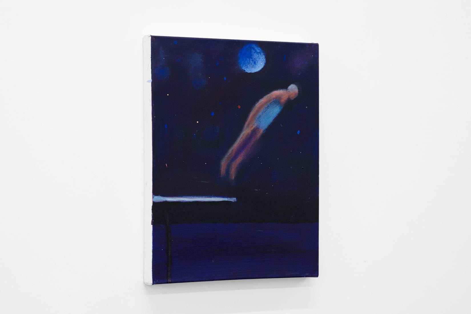 Katherine Bradford, Diver Blue Moon, 2025, Acrylic on canvas, Huxley-Parlour