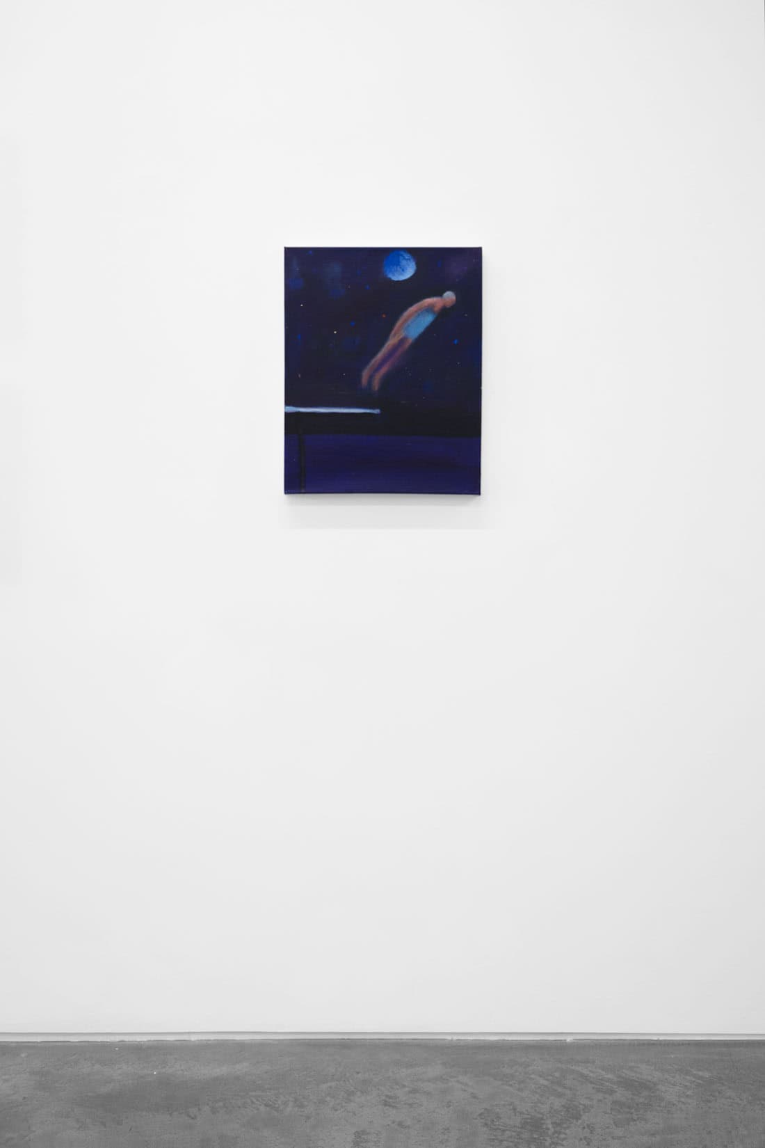 Katherine Bradford, Diver Blue Moon, 2025, Acrylic on canvas, Huxley-Parlour