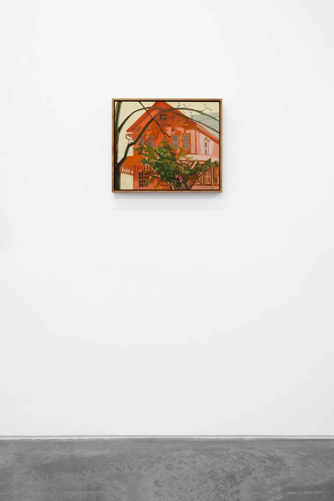Lois Dodd, The Pink House, E. Stroudsburg, PA, 1983, Oil on masonite, Huxley-Parlour