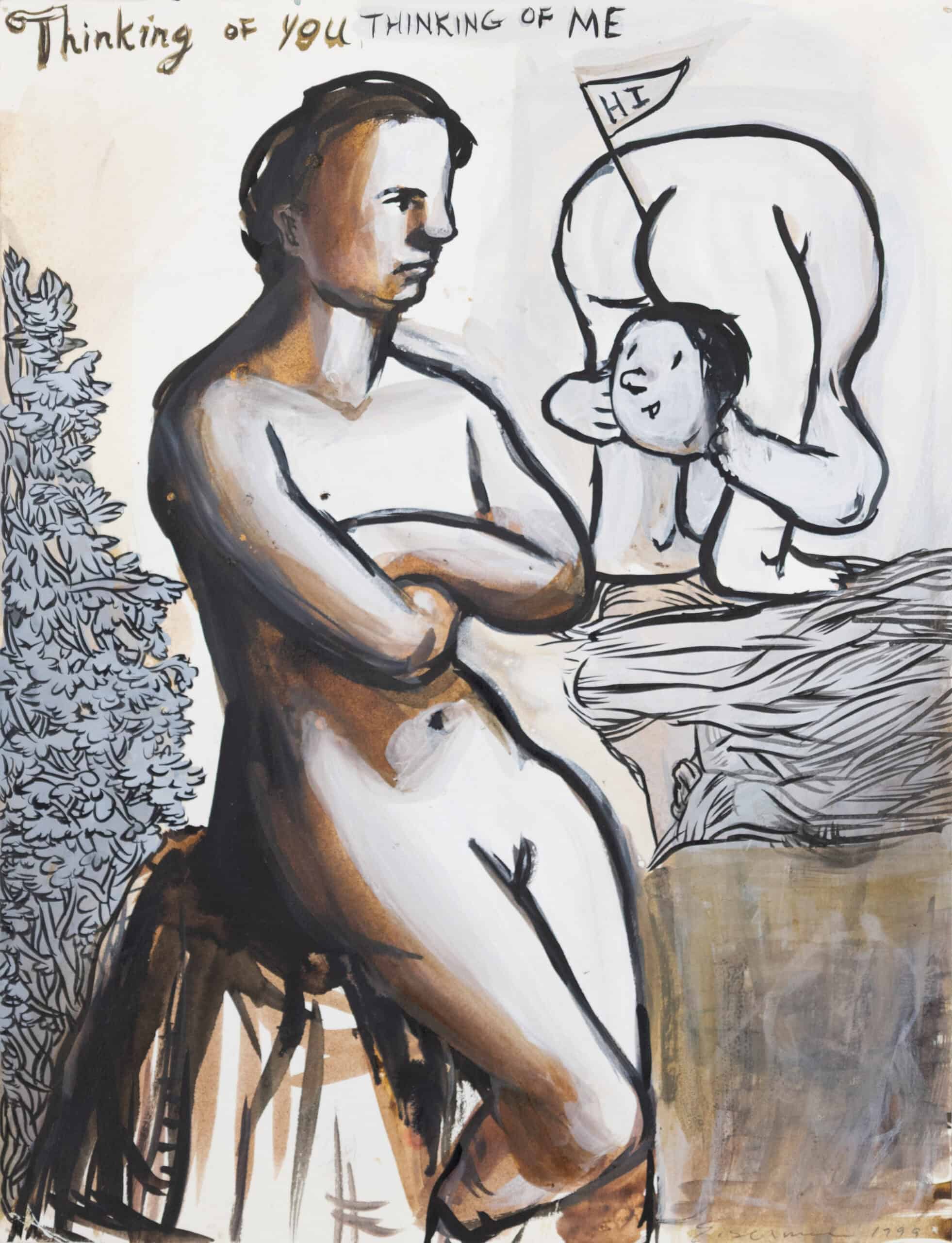 Nicole Eisenman, Thinking of You, Thinking of Me, 1995, Watercolour and gouache on paper, Huxley-Parlour