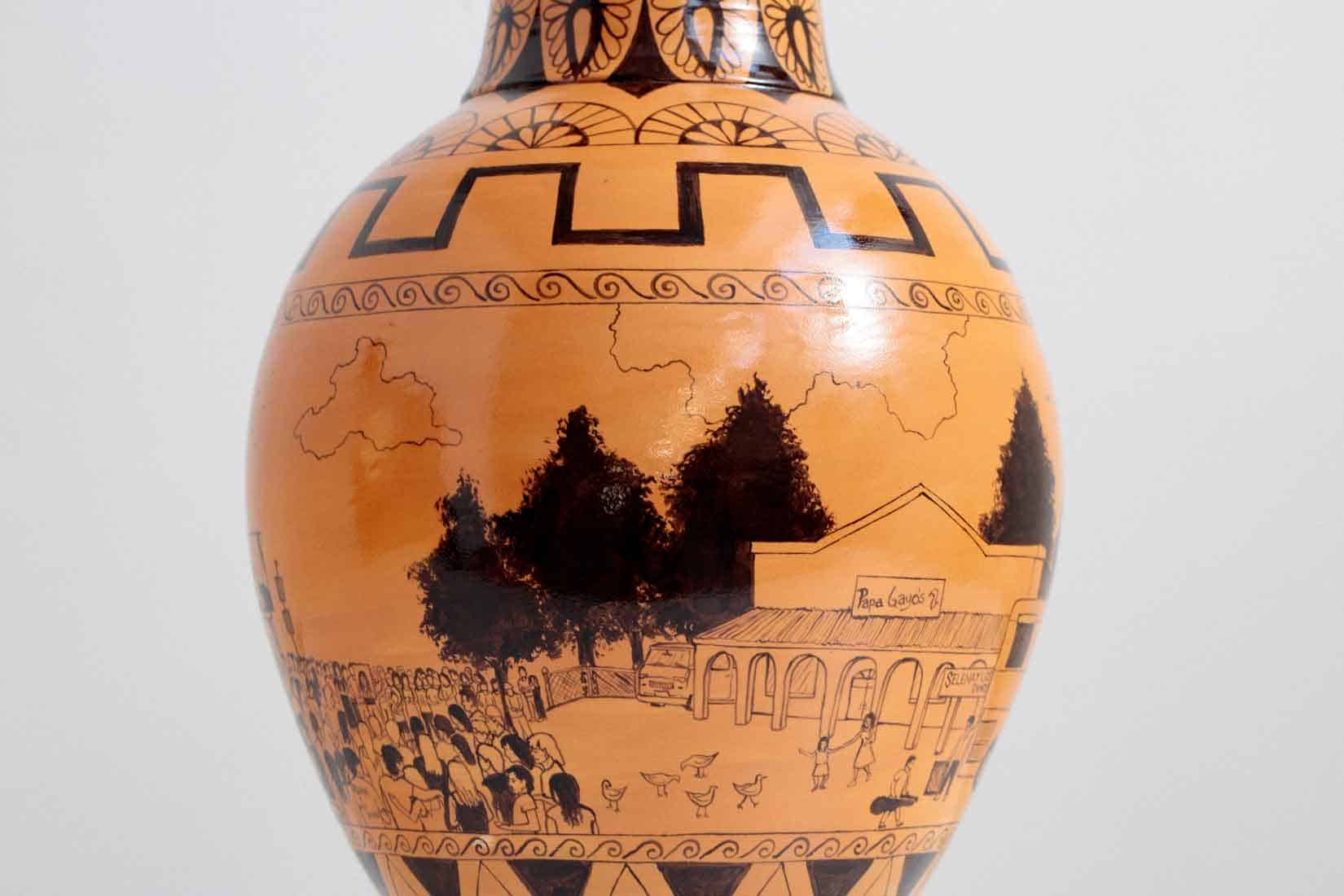 Roberto Lugo, What Had Happened Was: Selena, from the Orange and Black series, 2024, Stoneware, glaze, Huxley-Parlour