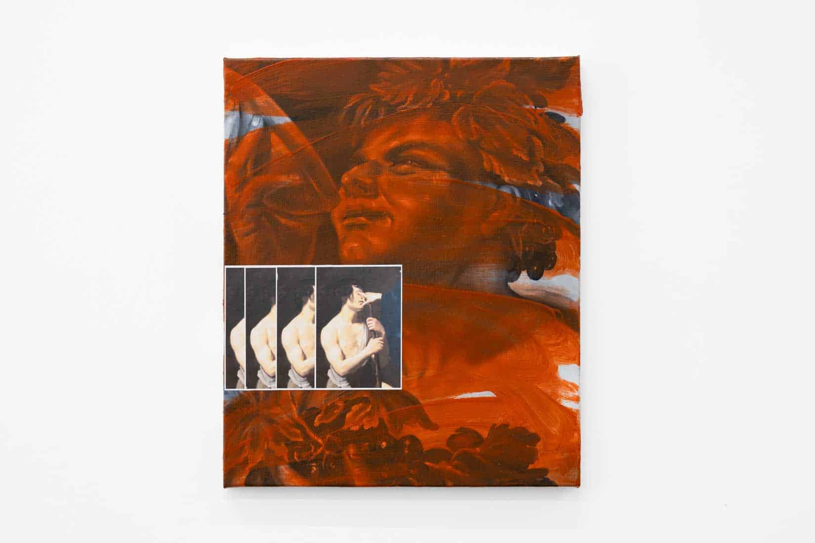 Ugo Sebastiao, Young Bacchus, 2025, Oil, gesso and collage on canvas, Huxley-Parlour