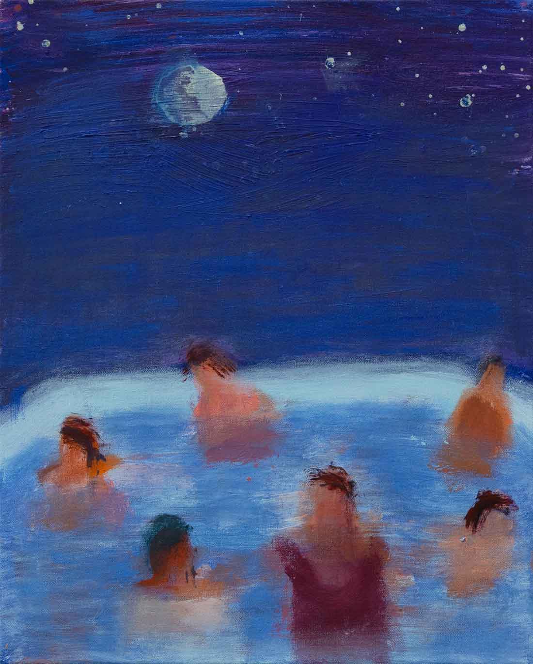 Katherine Bradford, Small Pool Under the Moon, 2025, Acrylic on canvas, Huxley-Parlour
