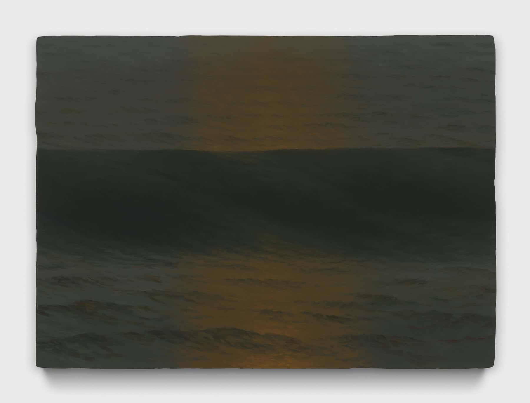 Painting of a dark ocean wave with no horizon.