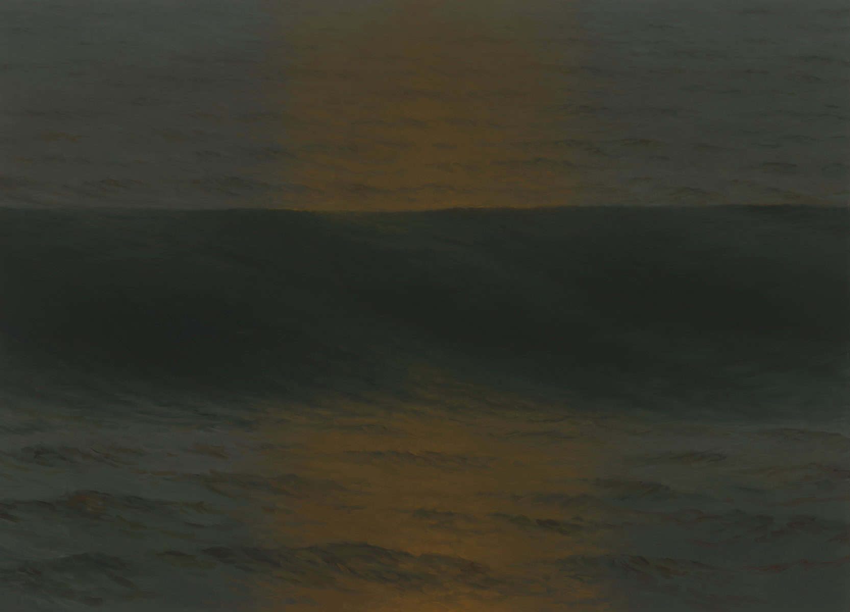 Painting of a dark ocean wave with no horizon.
