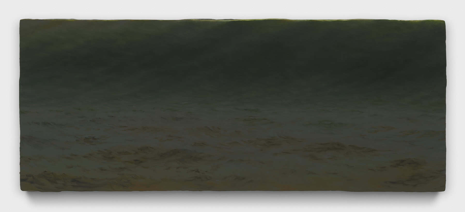 Painting of a dark ocean wave with no horizon.