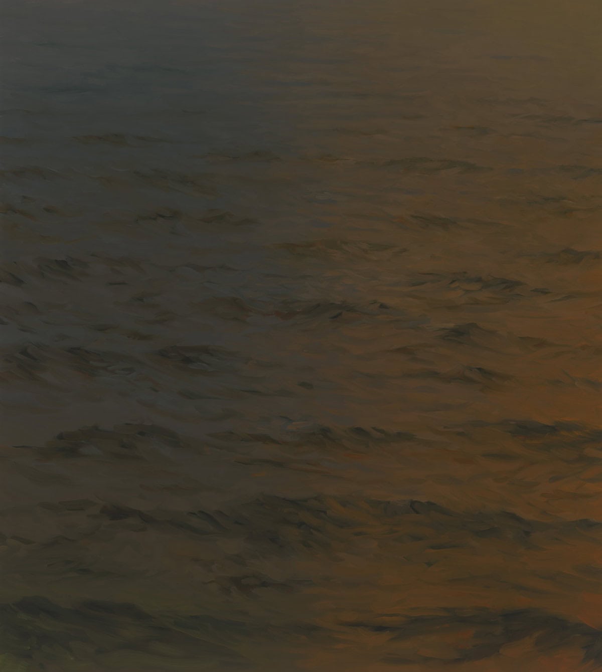 Painting of a dark sea with no horizon.