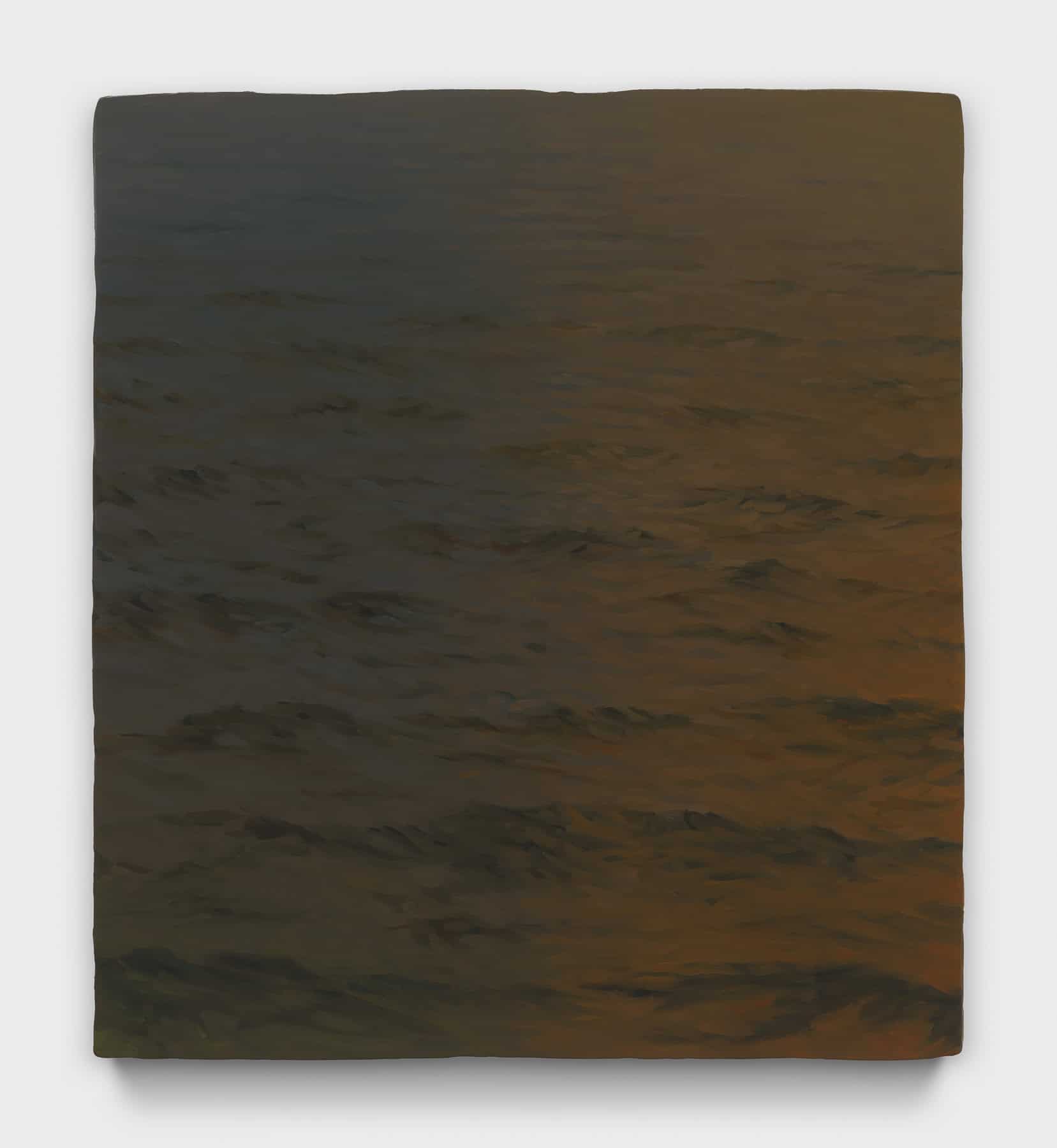 Painting of a dark sea with no horizon.