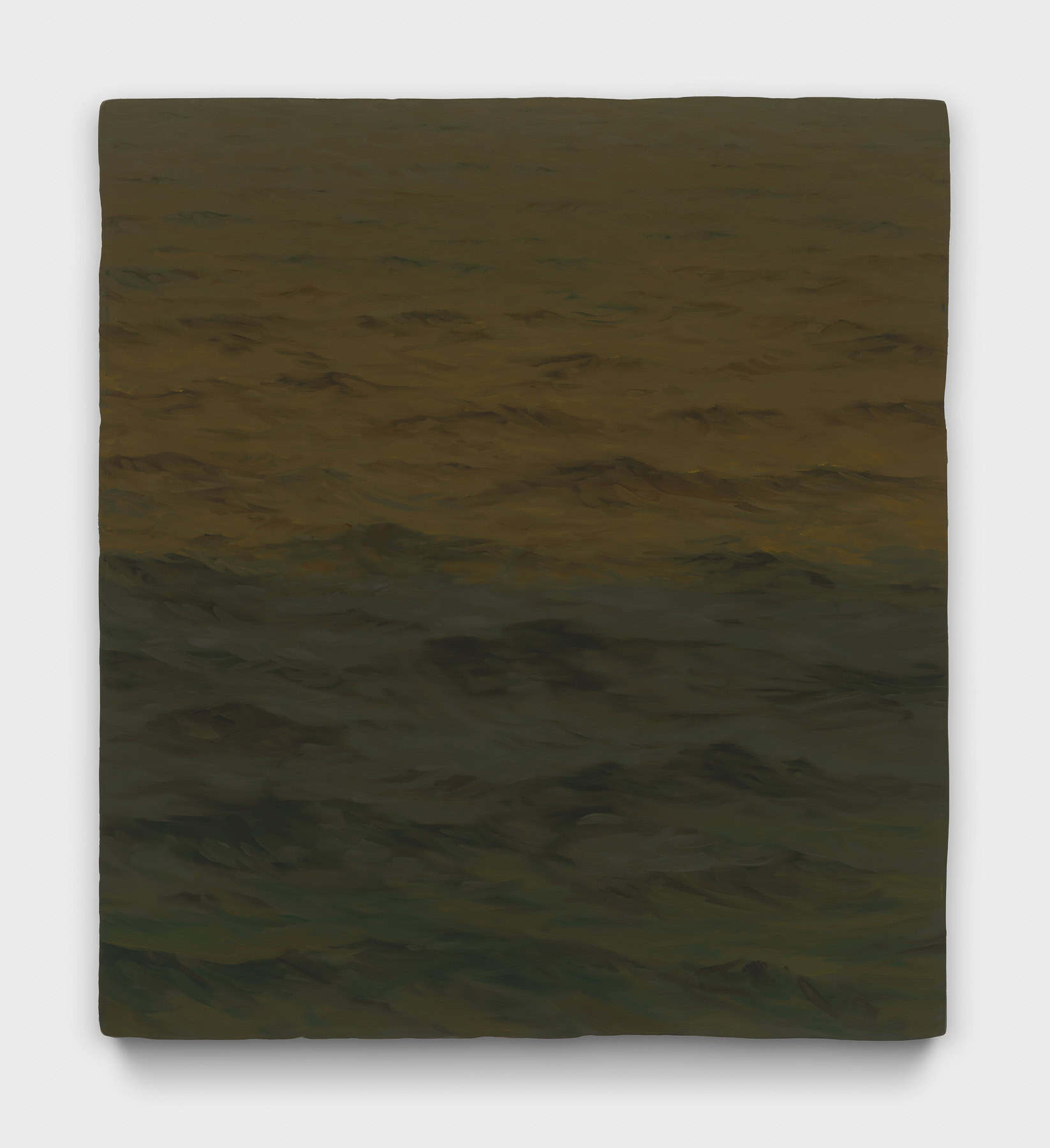 Painting of a dark sea with no horizon.