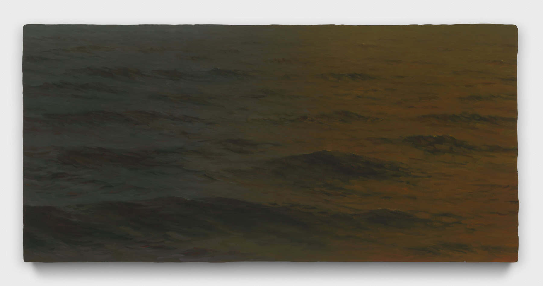 Painting of a dark sea with no horizon.