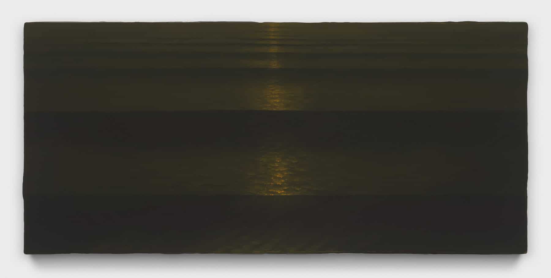 Painting of a set of dark ocean waves with no horizon.