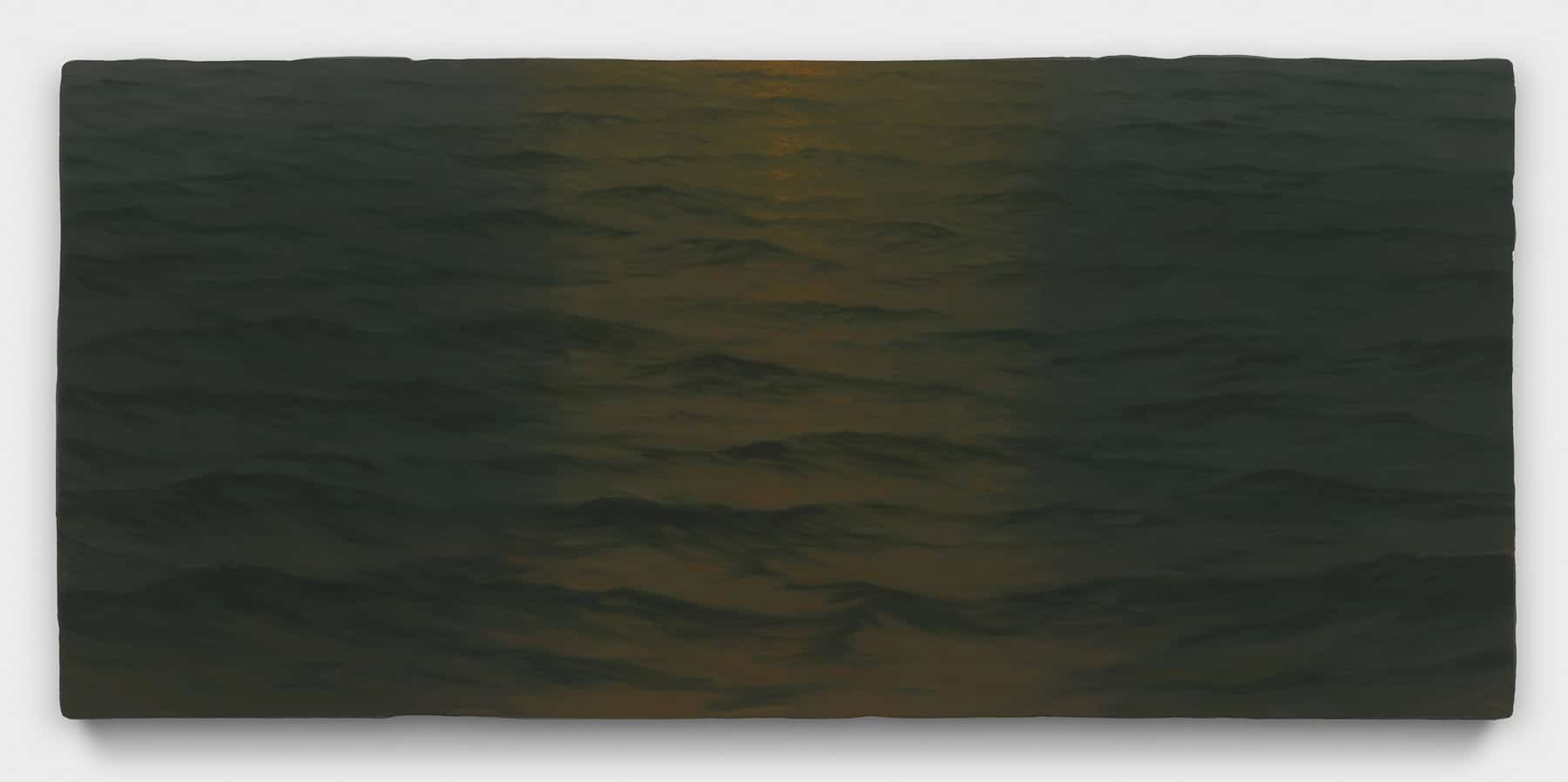 Painting of a dark sea with no horizon.