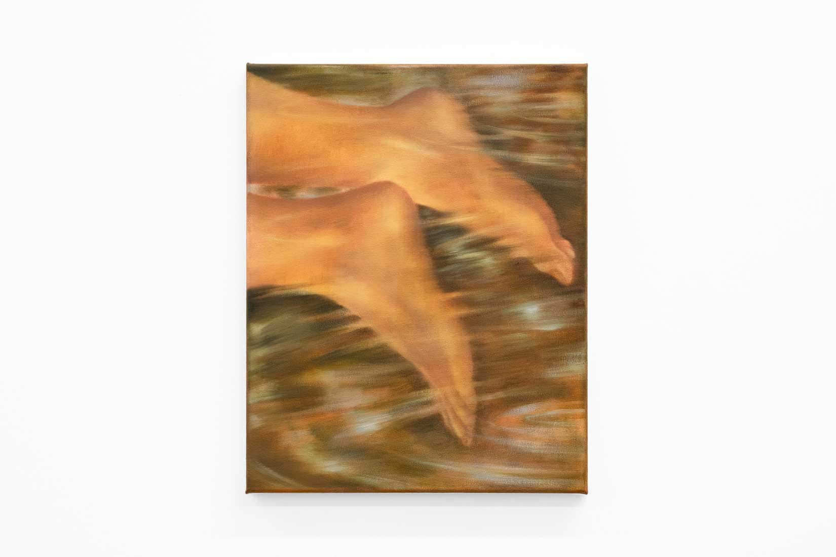 Painting of feet kicking beneath the surface of water.