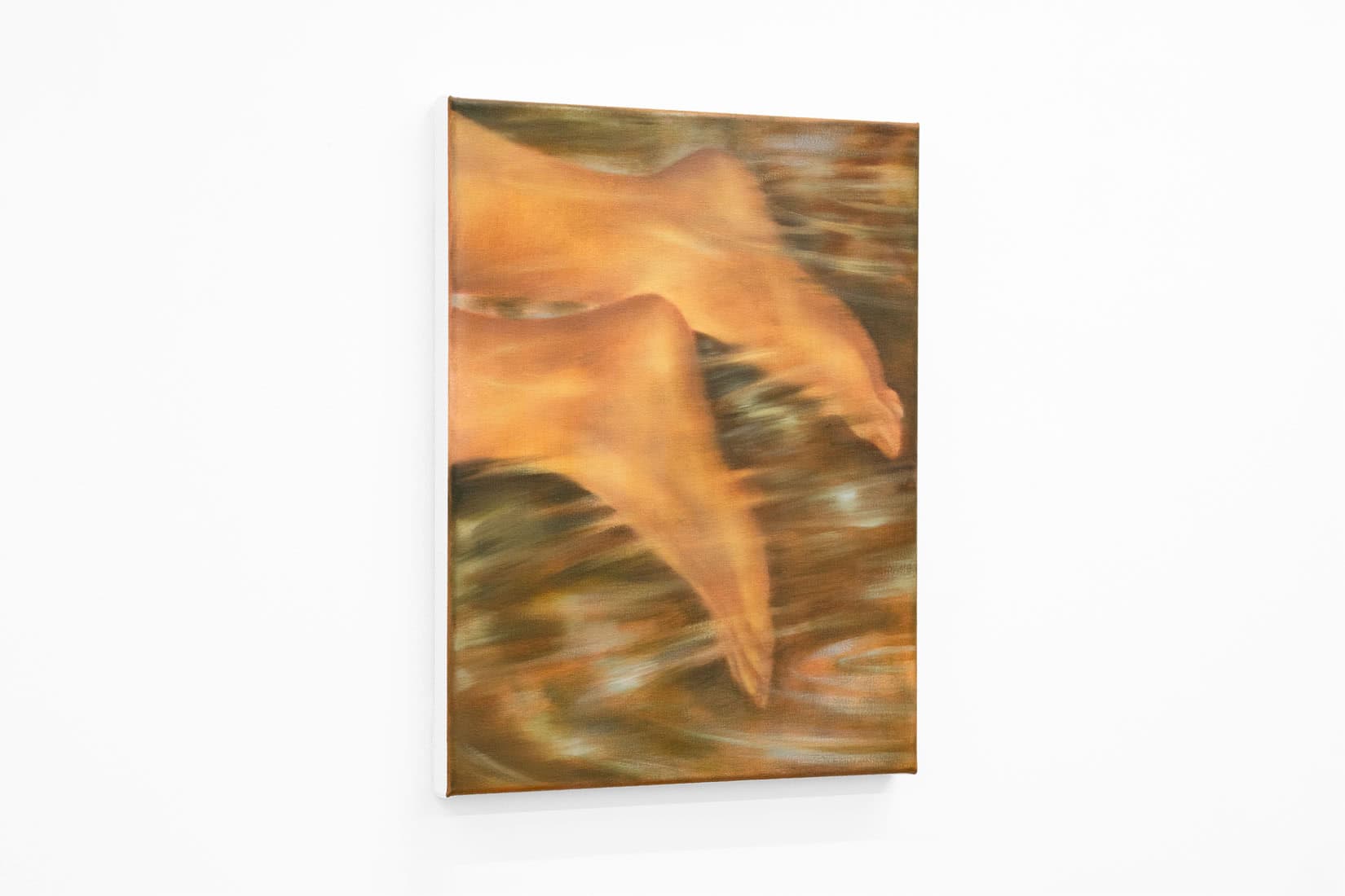 Painting of feet kicking beneath the surface of water.
